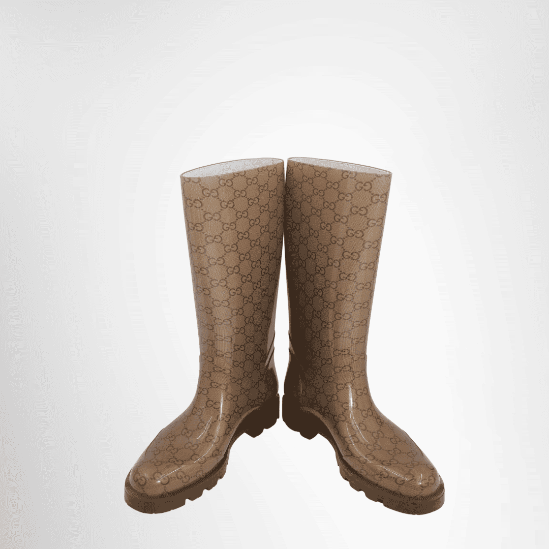 Gucci Preowned Luxury Boots GG Rain Boots Front View 2