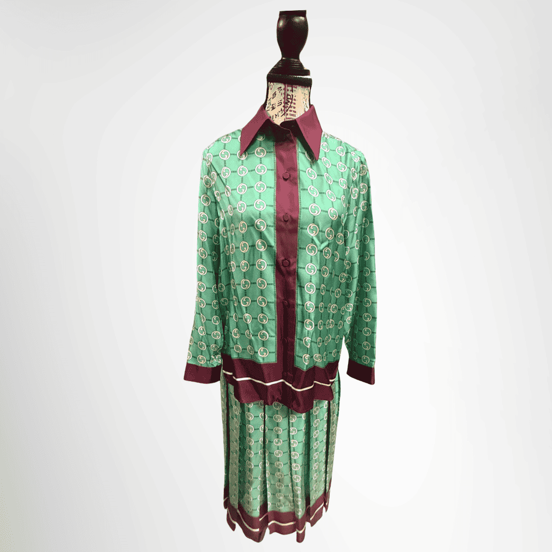 Gucci Preowned Luxury Interlocking G Print Silk Shirt Front View