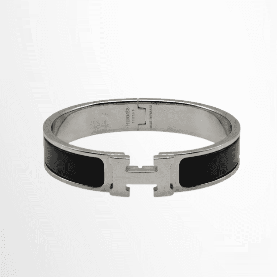 Hermès Clic H Enamel Bracelet – Black / Silver-Tone