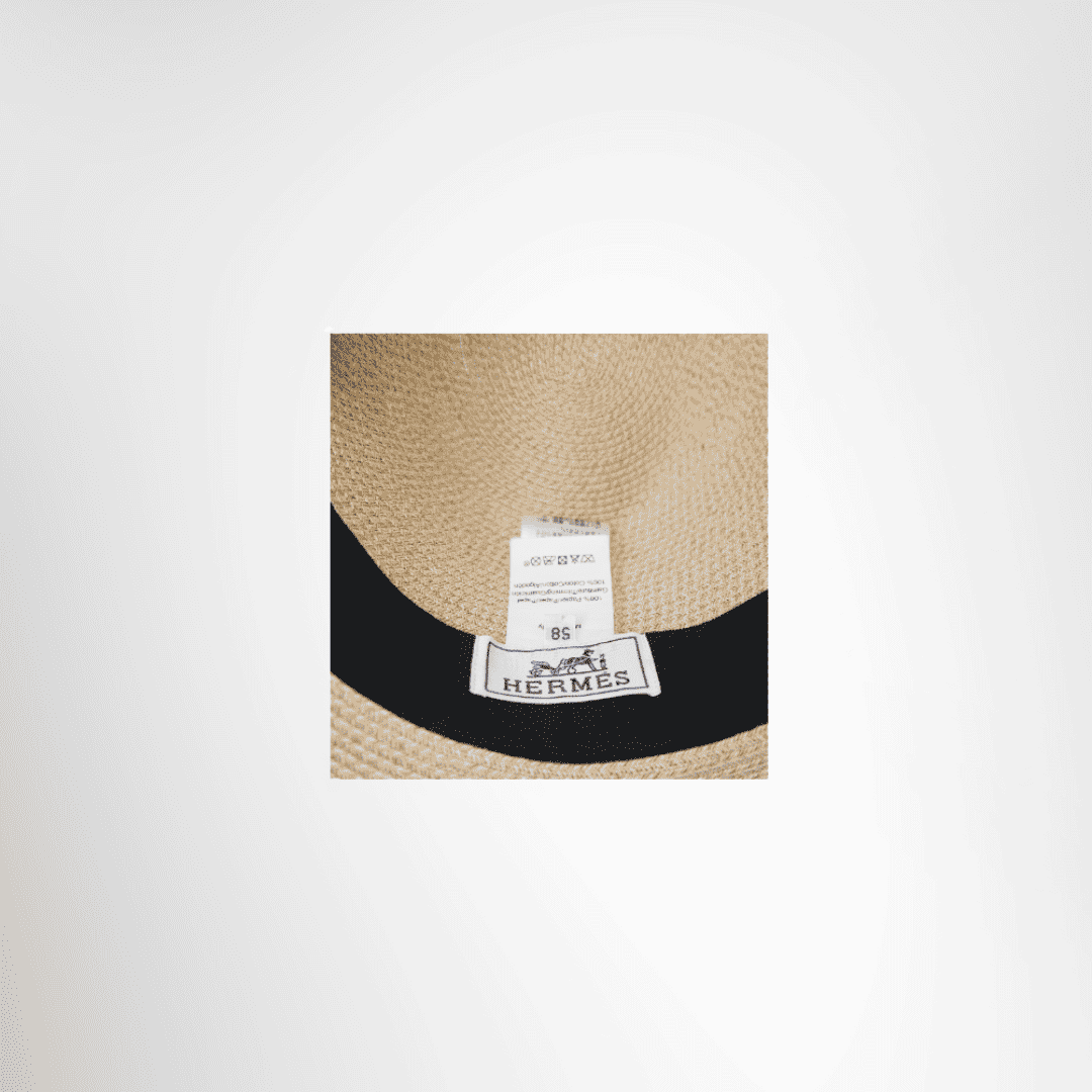 Hermès Preowned Luxury Straw Hat Interior View With Logo Patch