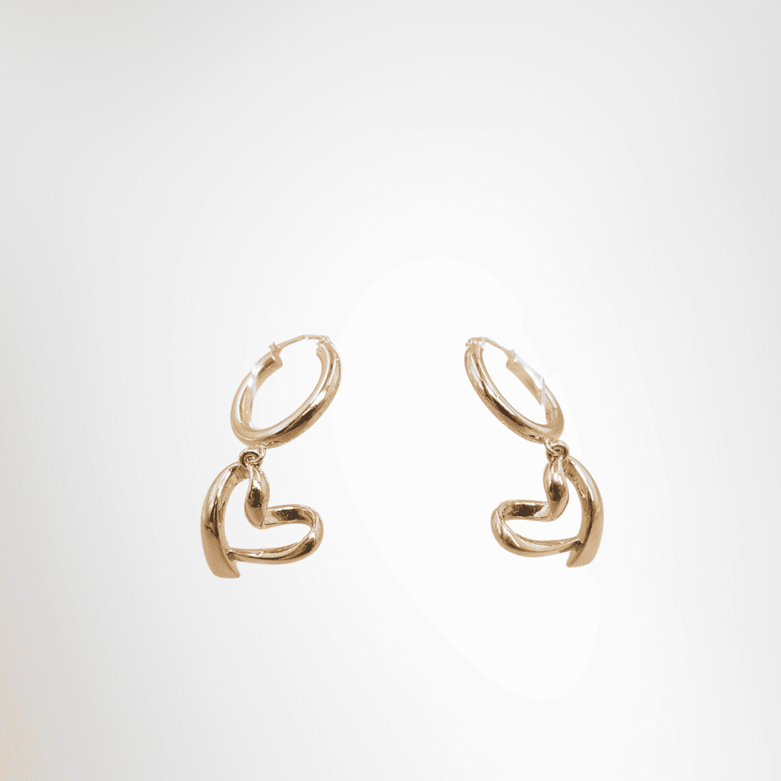 K18 Brand New Dangling Heart Earrings