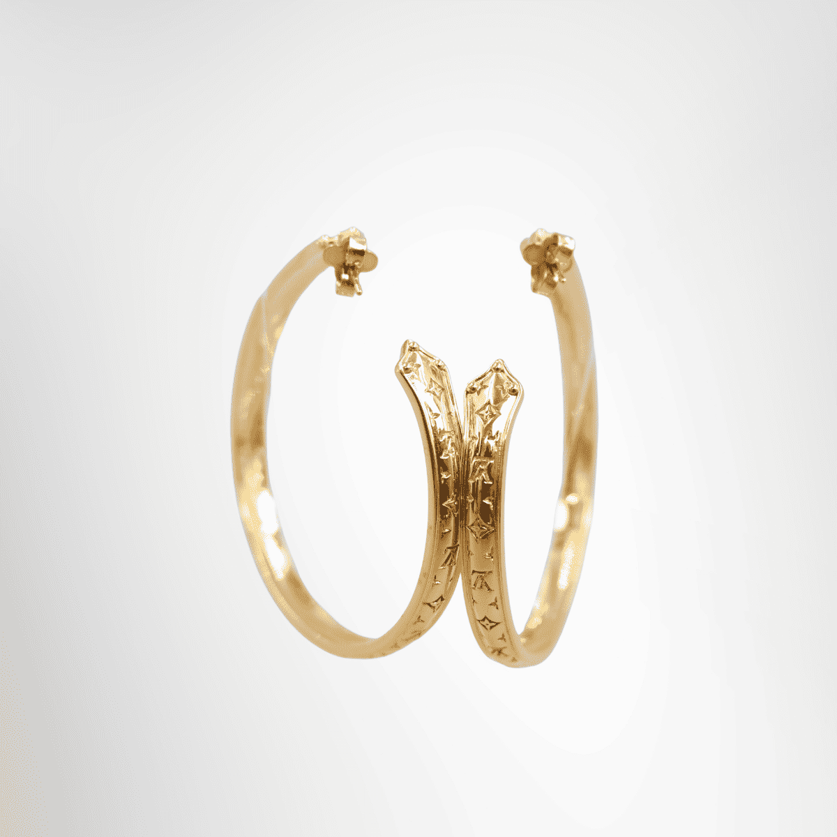 Louis Vuitton Gold-Tone Monogram Hoop Earrings