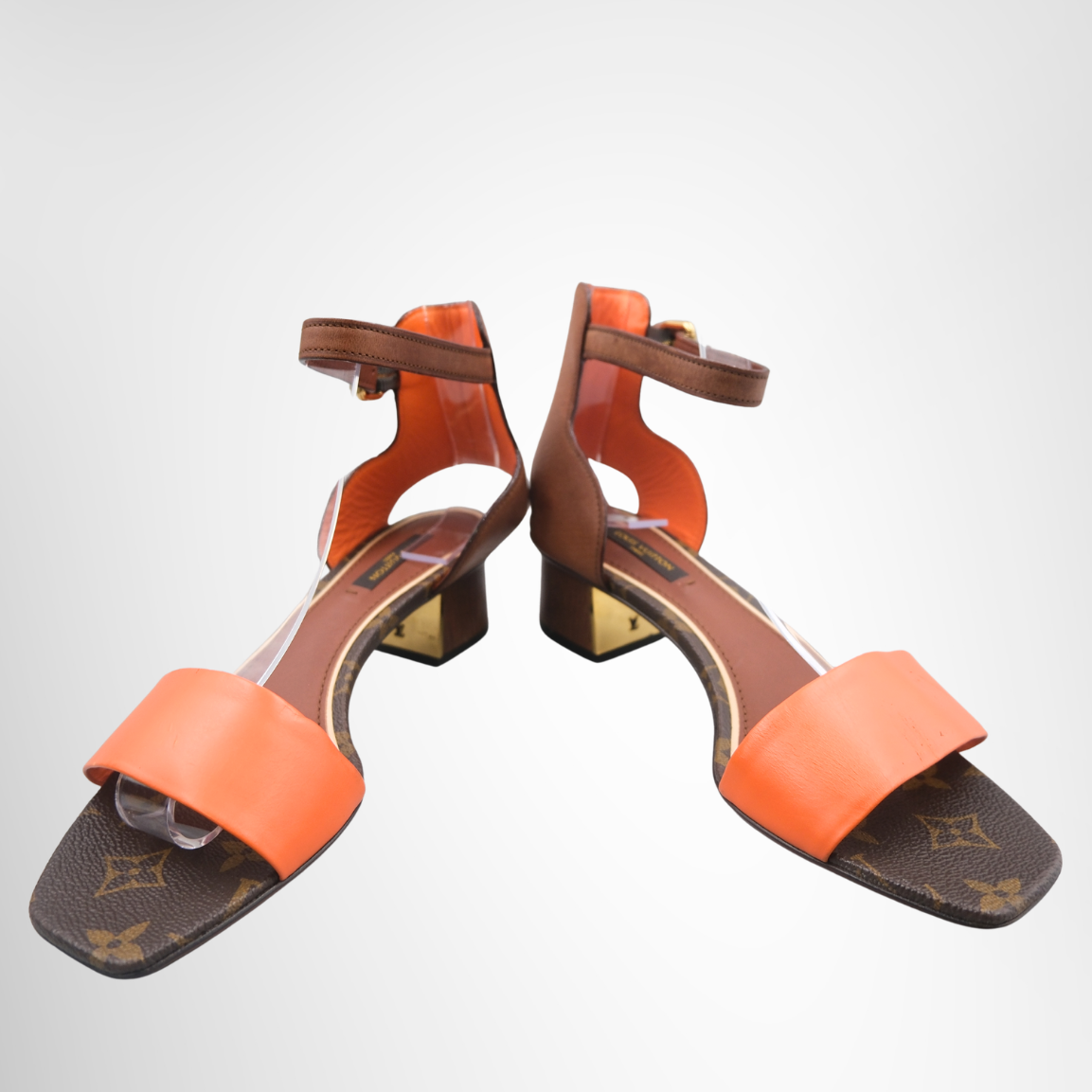 Louis Vuitton Monogram Leather Block-Heel Sandals