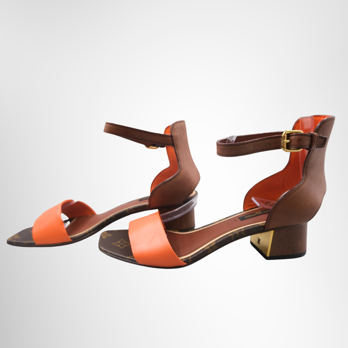 Louis Vuitton Monogram Leather Block-Heel Sandals