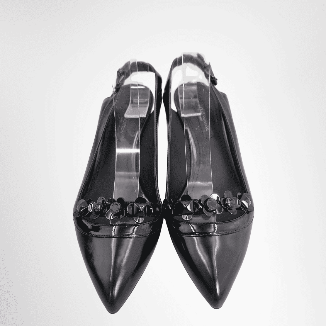 Louis Vuitton Pointed-Toe Kitten Heel Slingback Pumps – Black, Size 34.5