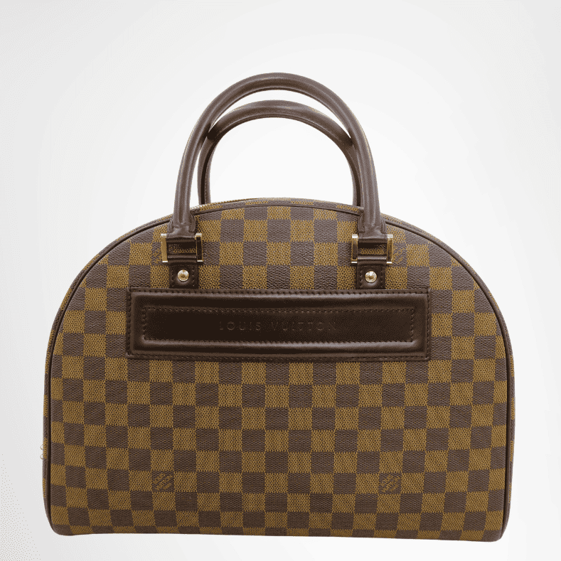 Louis Vuitton Preowned Luxury Bag Nolita Satchel in Damier Ebene Canvas Front View