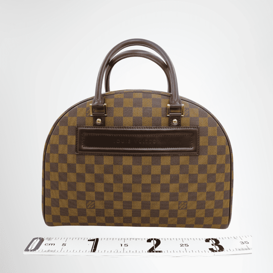 Louis Vuitton Preowned Luxury Bag Nolita Satchel in Damier Ebene Canvas Front View 2
