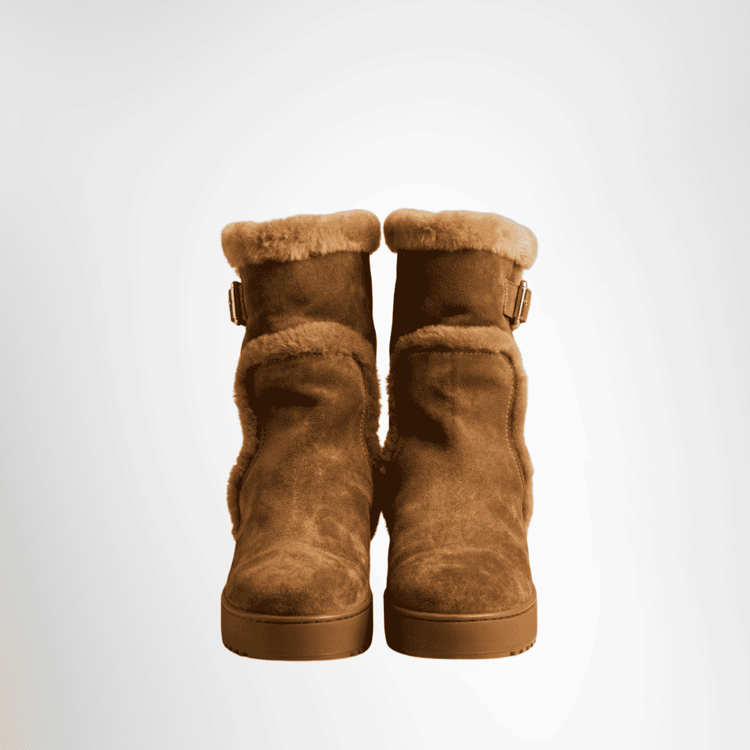 Louis Vuitton Preowned Luxury Boots Side Belt Mouton Boots Front View