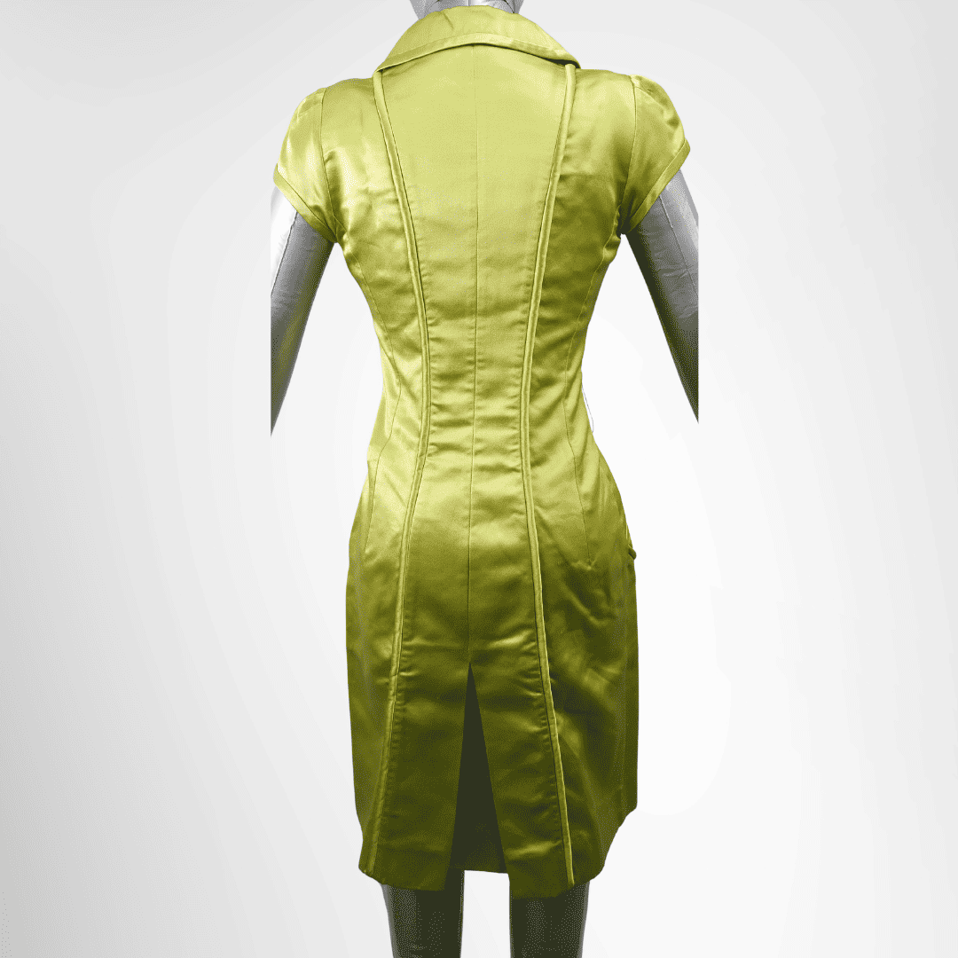 Louis Vuitton Preowned Luxury Green Dress Size 38 Apparel Back View - Antonio & Co.