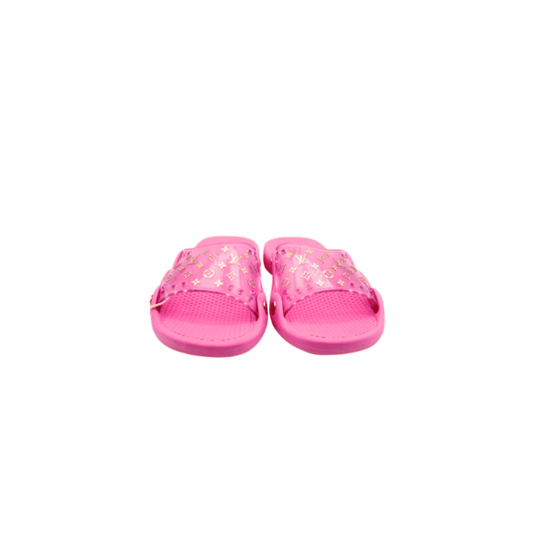 Louis Vuitton Pink Monogram Rubber Slide Sandals
