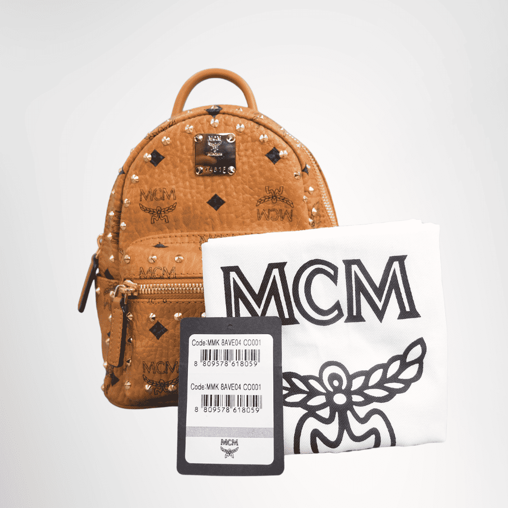 MCM Mini Stark Backpack in Visetos – Cognac