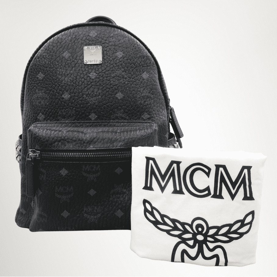 MCM Stark Side Studs Backpack in Visetos – Black