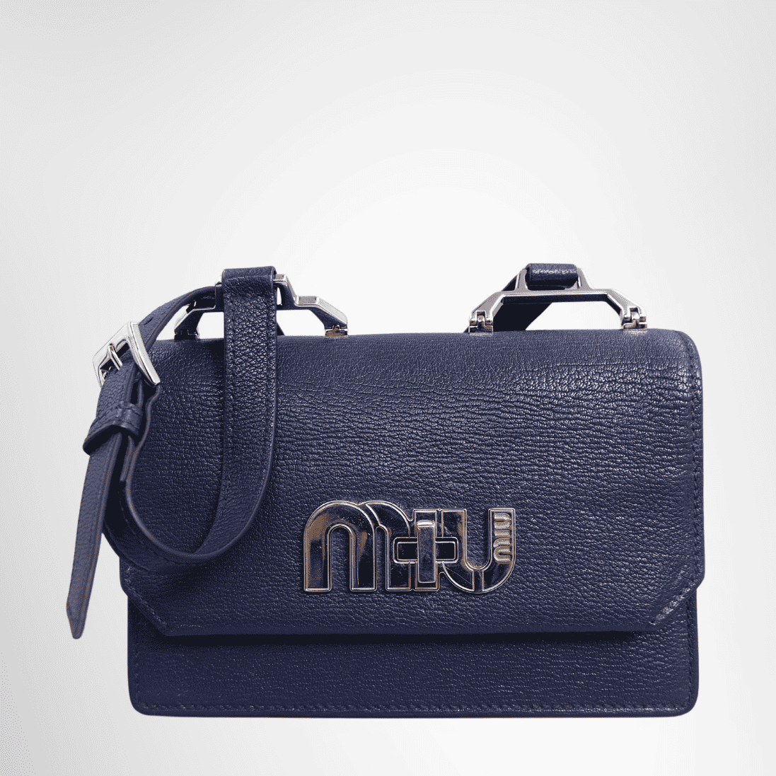 Miu Miu Madras Logo Small Crossbody Bag – Navy Blue