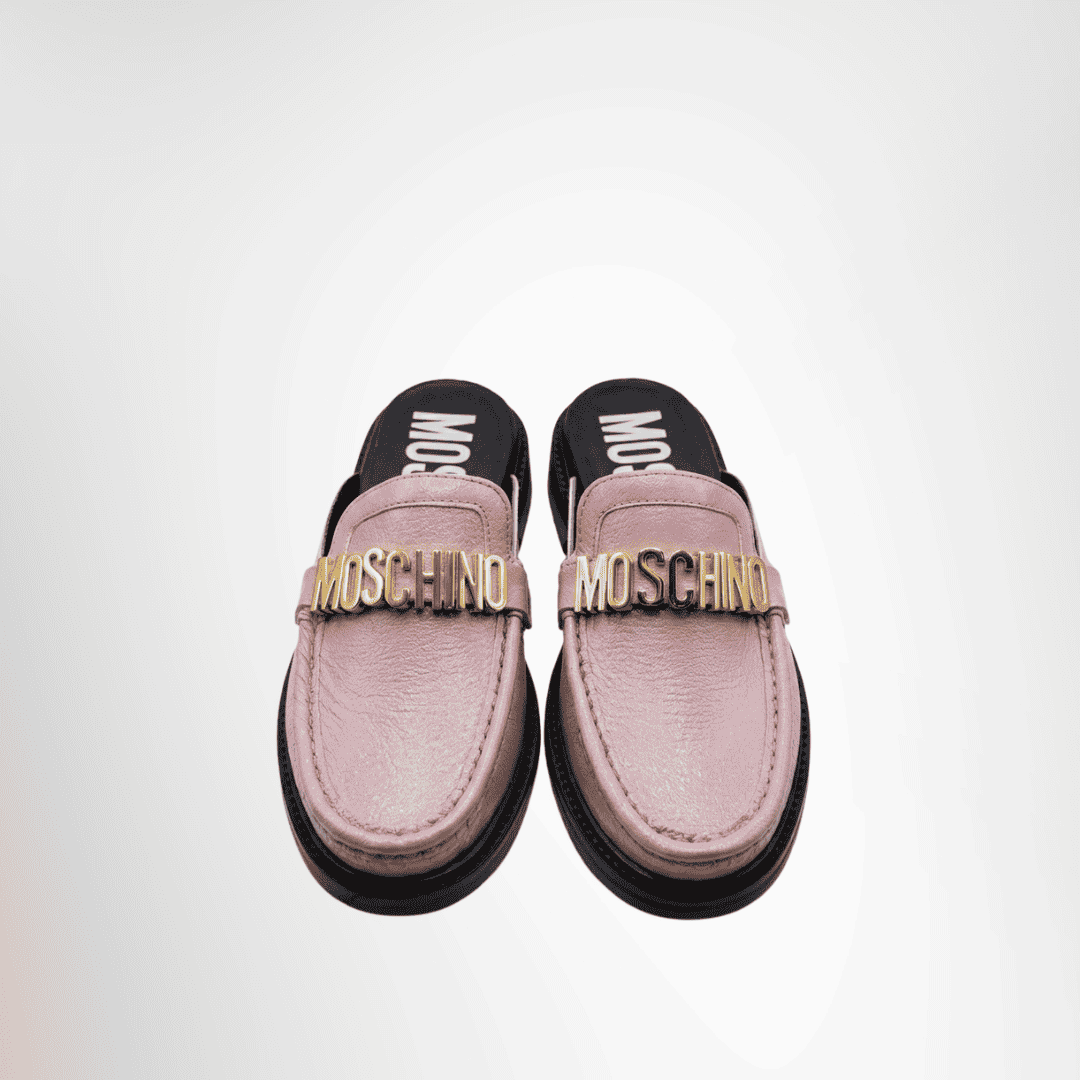 Moshino Preowned Luxury Shoes Logo-Plaque Leather Mules Front View