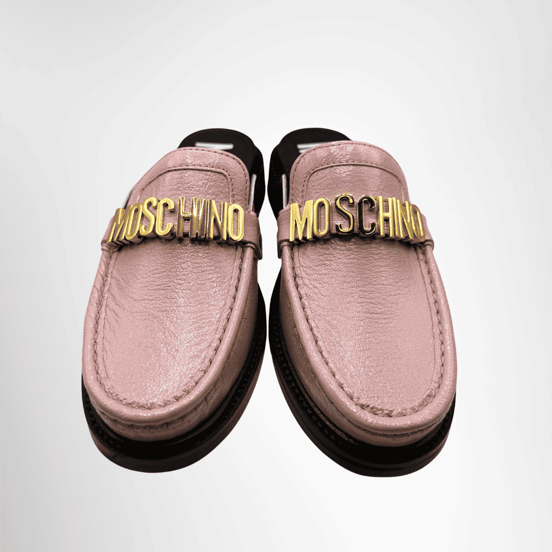Moshino Preowned Luxury Shoes Logo-Plaque Leather Mules Front View 2