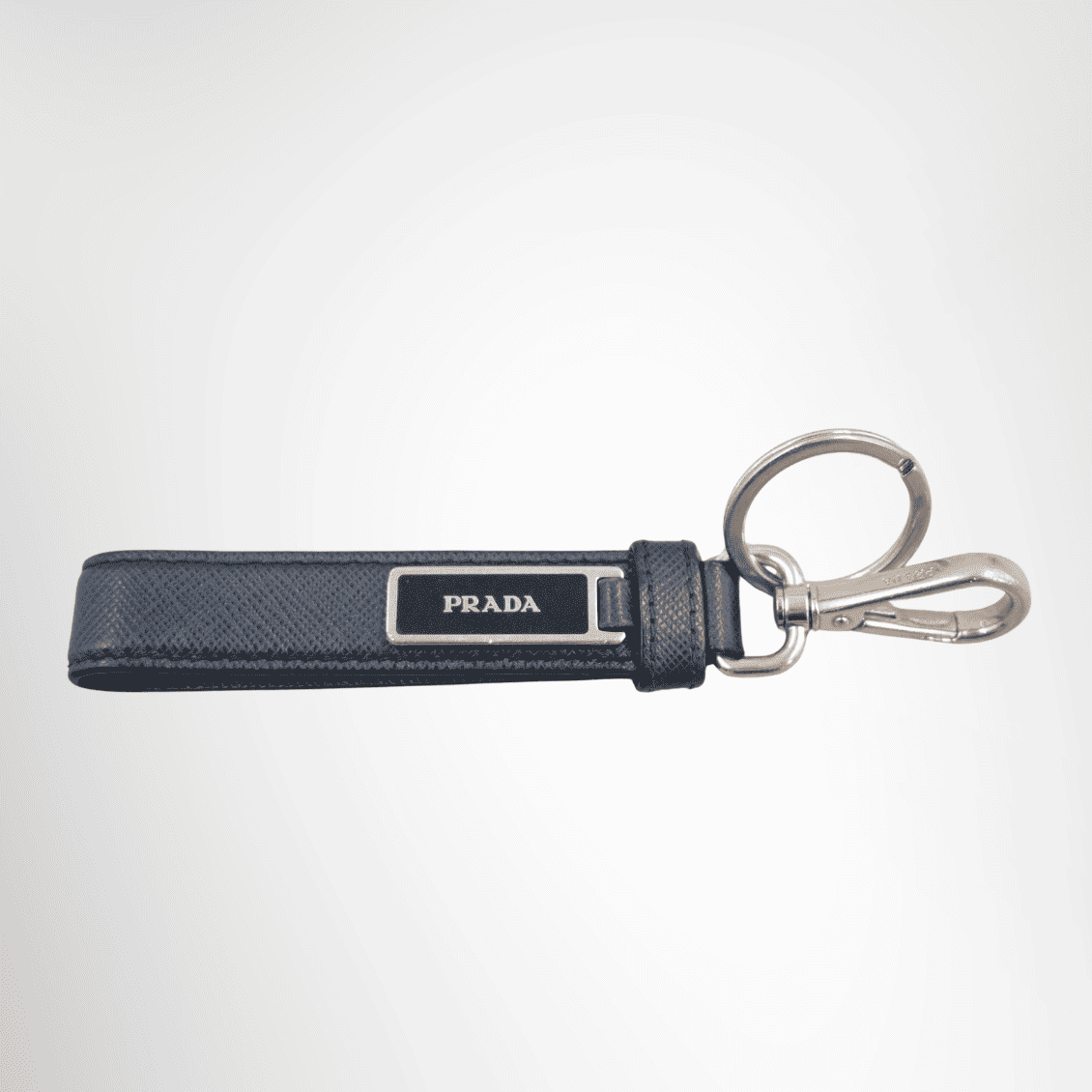 Prada Leather Keychain in Dark Blue