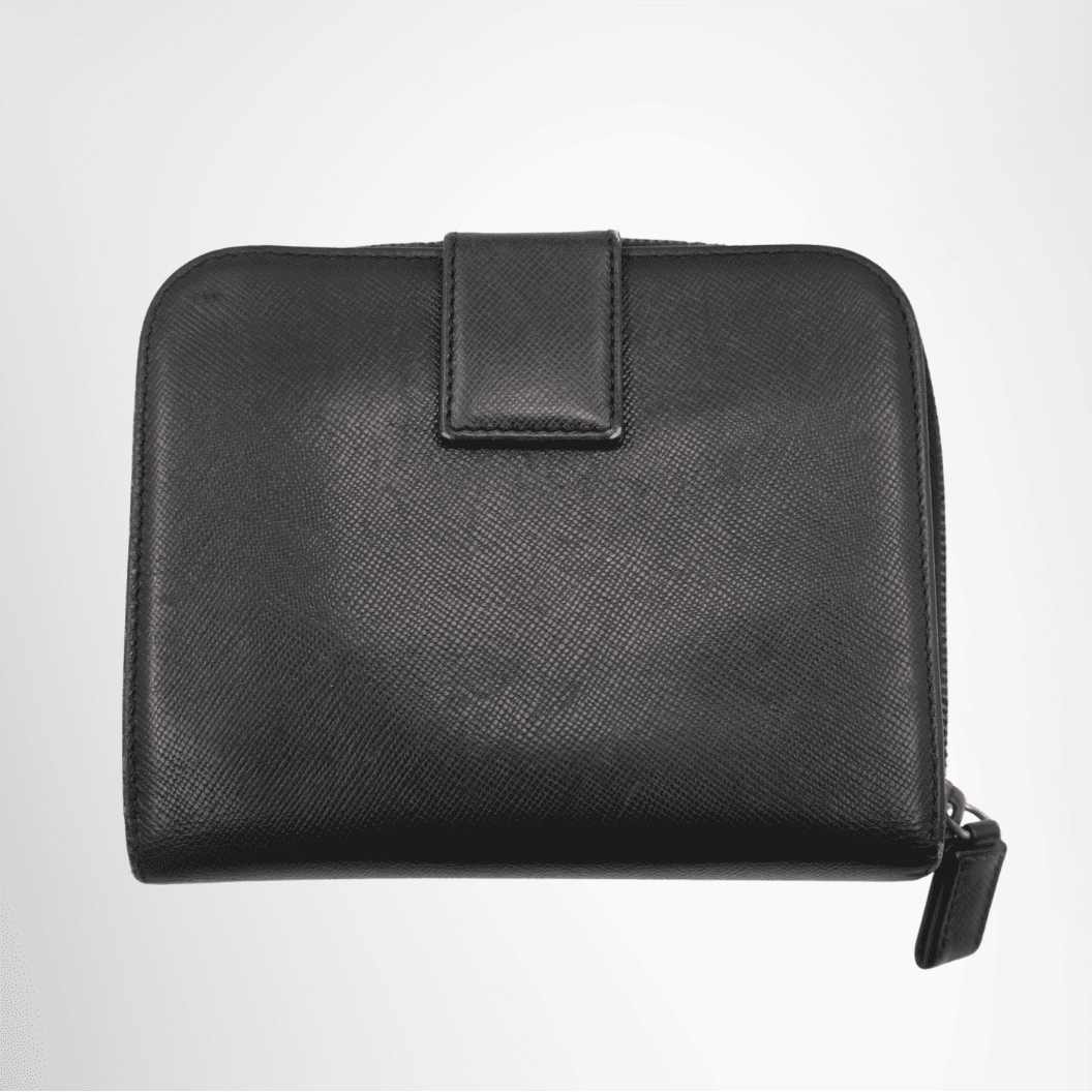 Prada Saffiano Leather Compact Zip Around Wallet – Pre-Owned Luxury Brand Wallet – Antonio & Co Back View