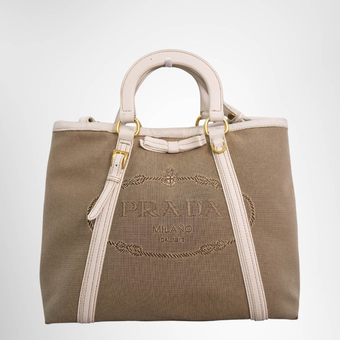 Logo Jacquard TotePrada Logo Jacquard 2-Way Tote Bag