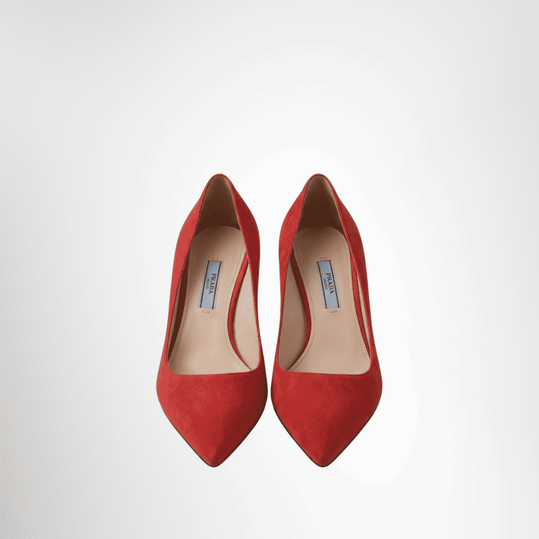 Prada Preowned Luxury Shoes Suede Pointed-Toe Pump Front View