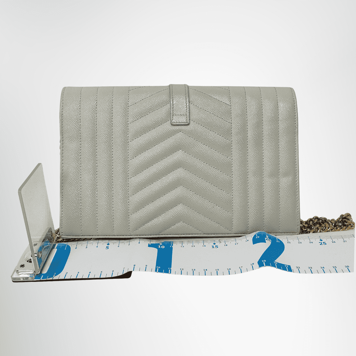 Saint Laurent Cassandra Chain Wallet Shoulder Bag – Ivory