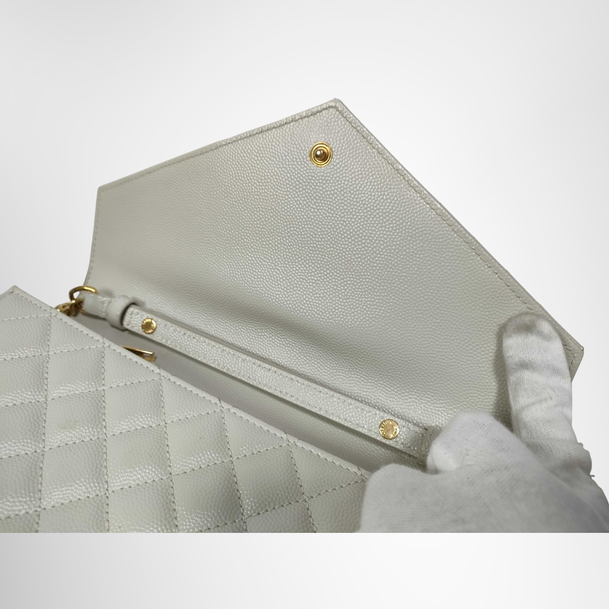 Saint Laurent Cassandra Chain Wallet Shoulder Bag – Ivory