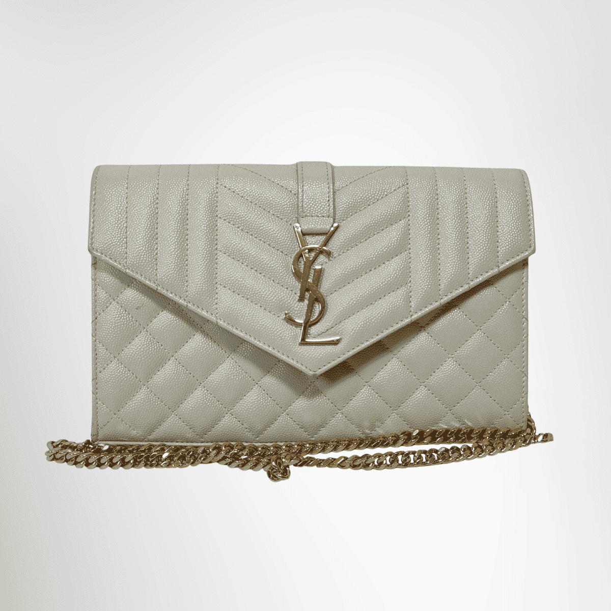 Saint Laurent Cassandra Chain Wallet Shoulder Bag – Ivory