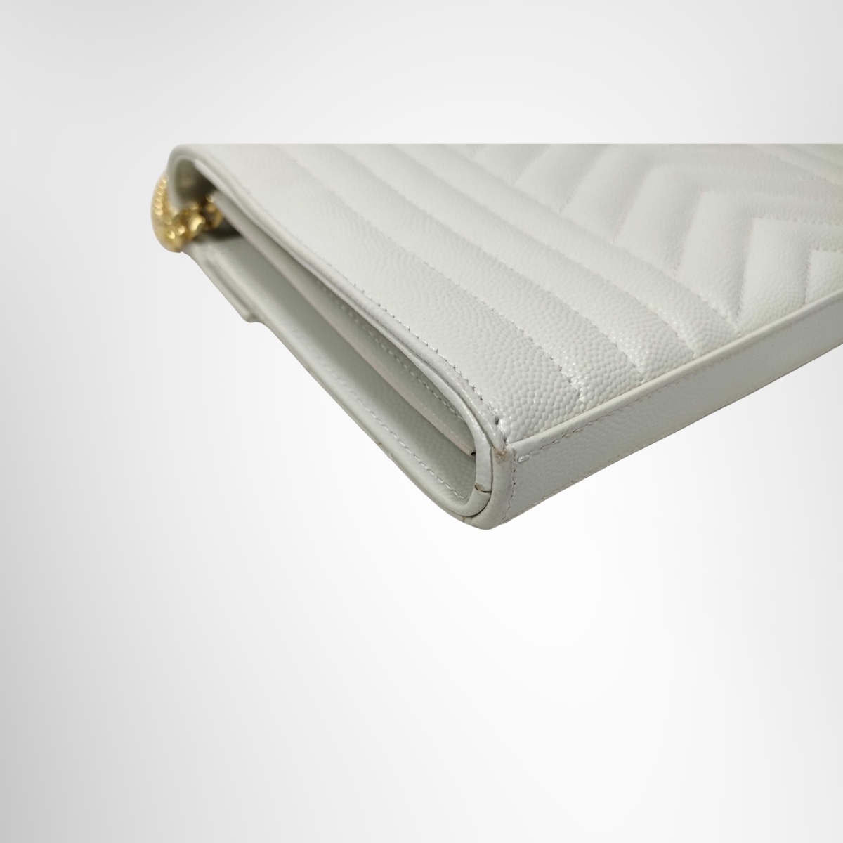 Saint Laurent Cassandra Chain Wallet Shoulder Bag – Ivory
