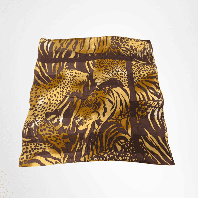 Yves Saint Laurent Jungle Wildlife Collage Print Silk Scarf