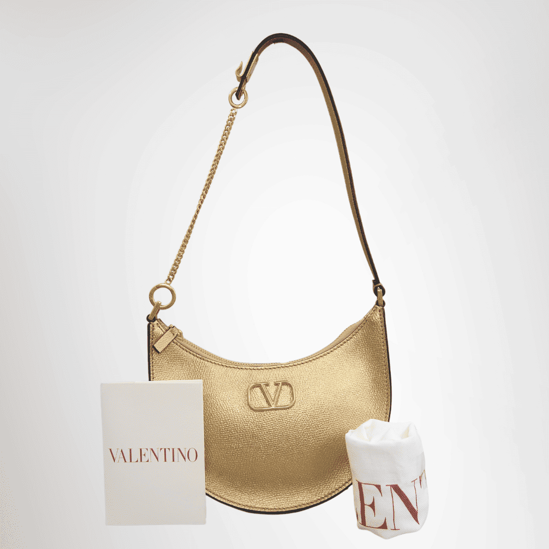 Valentino Garavani V Logo Signature Mini Hobo Bag – Gold