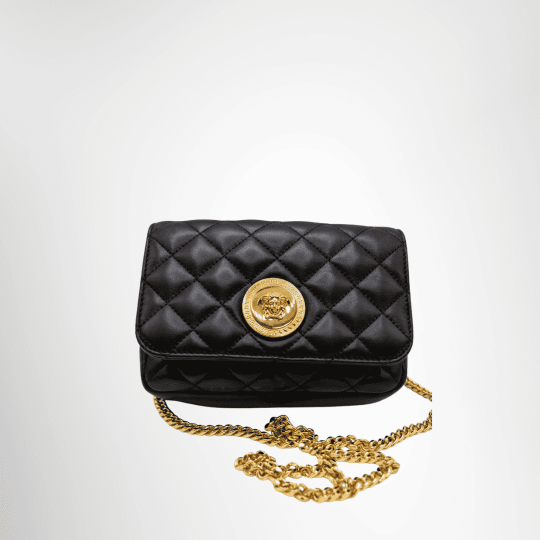 Versace Preowned Luxury Bag Medusa Quilted Crossbody Bag Front View