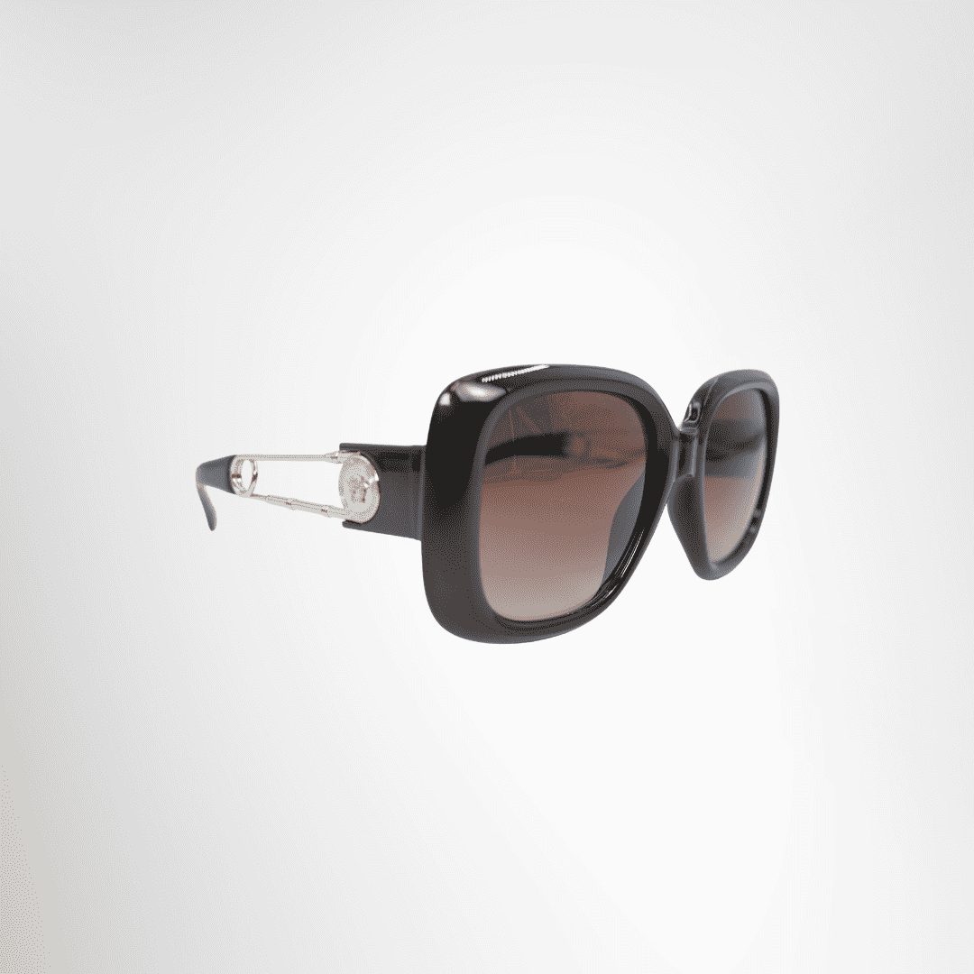 Versace Preowned Luxury Sunglasses VE4411 Black Frame in Brown Lenses Side View