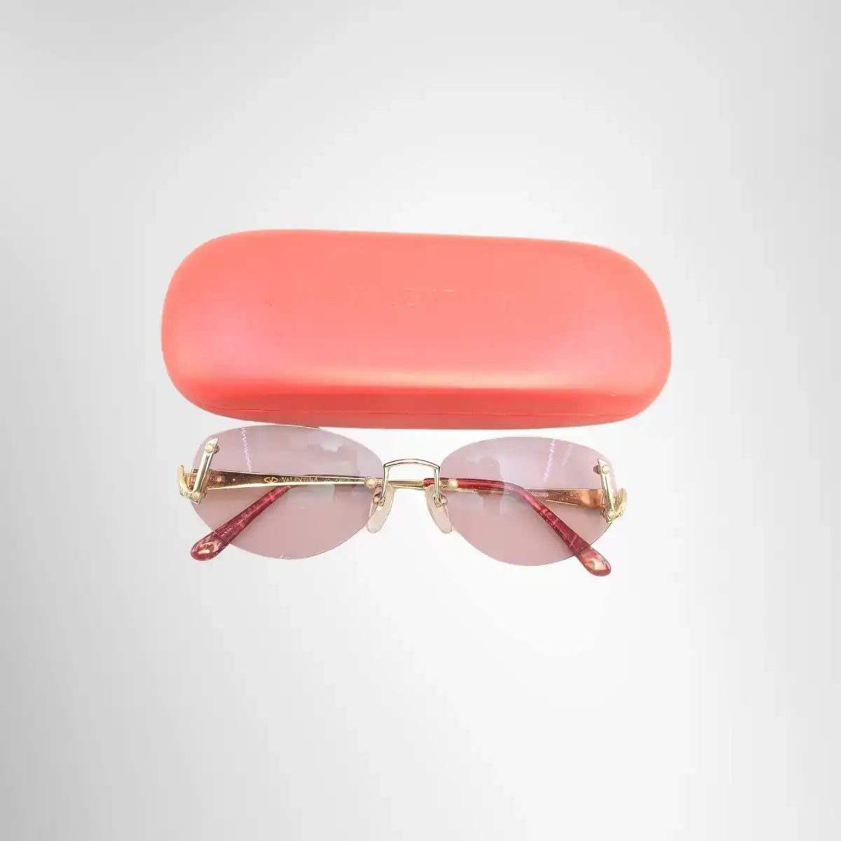 Valentino Vintage Rimless Sunglasses – Pink / Gold-Tone