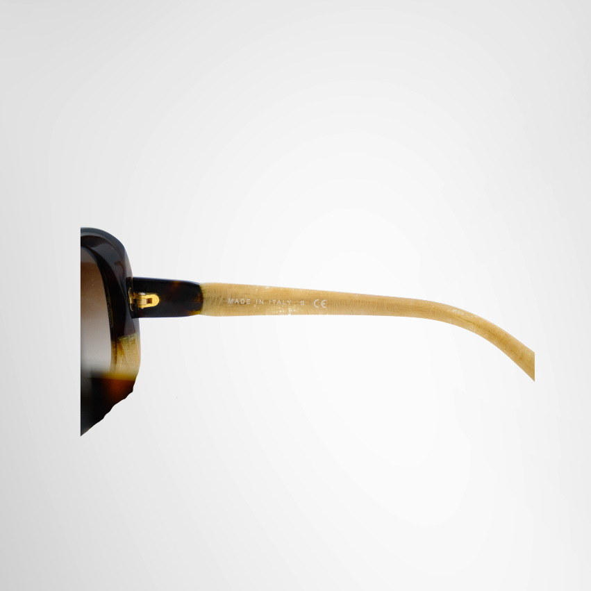 Two Tone Brown Beige Acetate Gradient Sunglasses