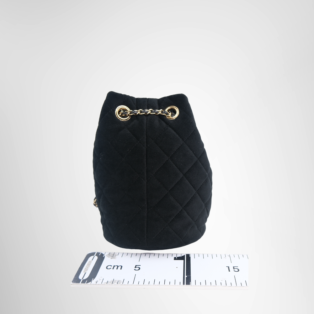 Velvet Quilted Pearl Crush Drawstring Bag