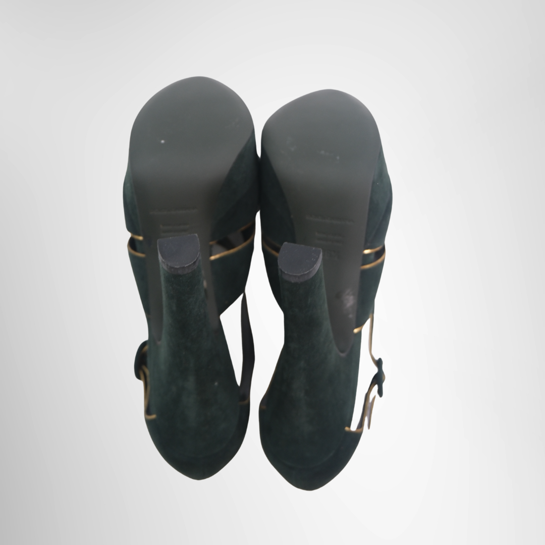 Green Suade Platform Sandal