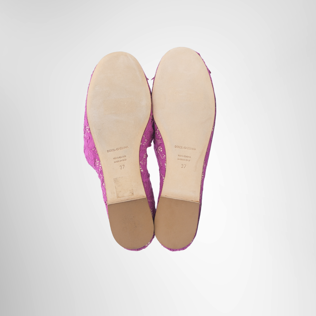 Flat Shoes Dark Magenta Lace