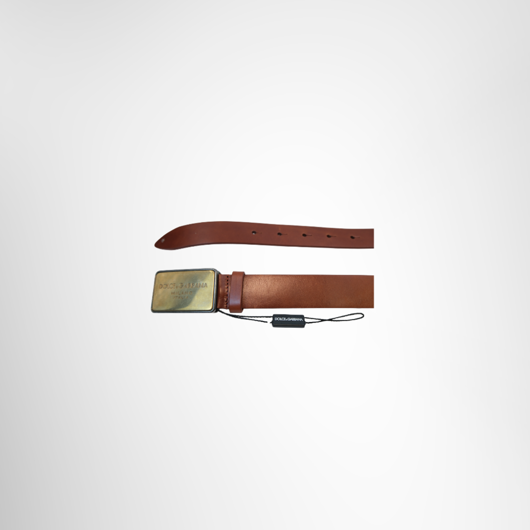 Logo Plate Leather Belt