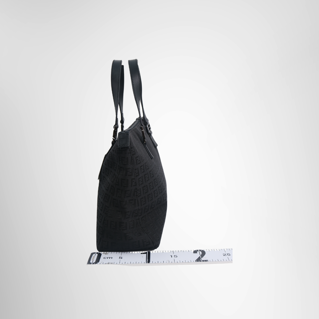 Black Fendi Zucchino Canvas Tote Bag
