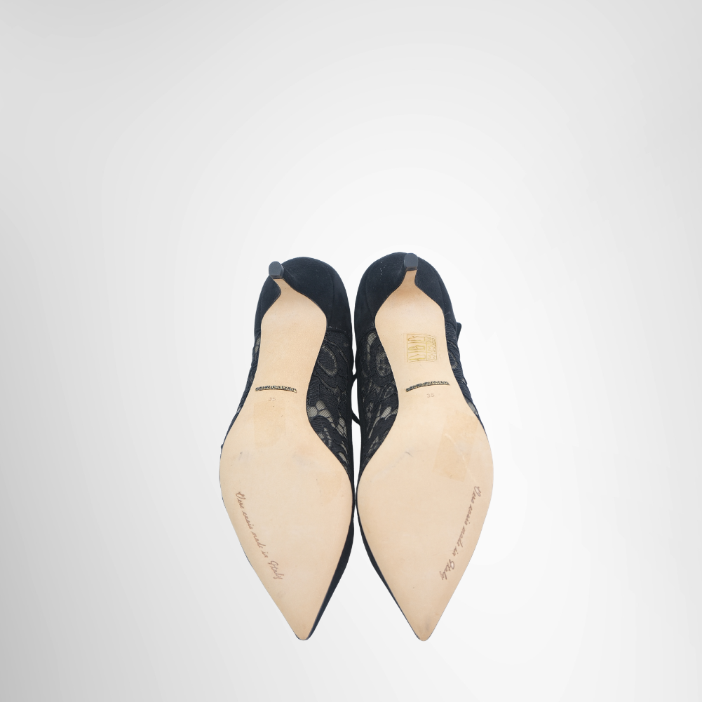 Taormina Black Lace Suede Pumps