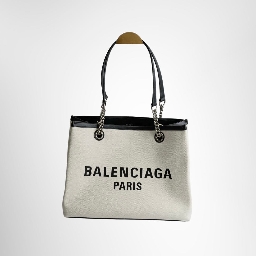 Balenciaga Preowned Luxury Bag Duty Free Medium Canvas Tote Bag Front View