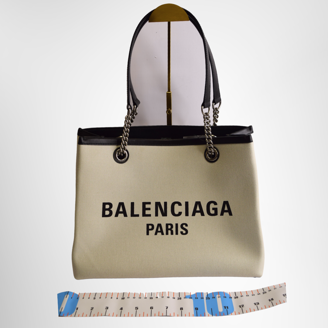 Balenciaga Preowned Luxury Bag Duty Free Medium Canvas Tote Bag Front View 2