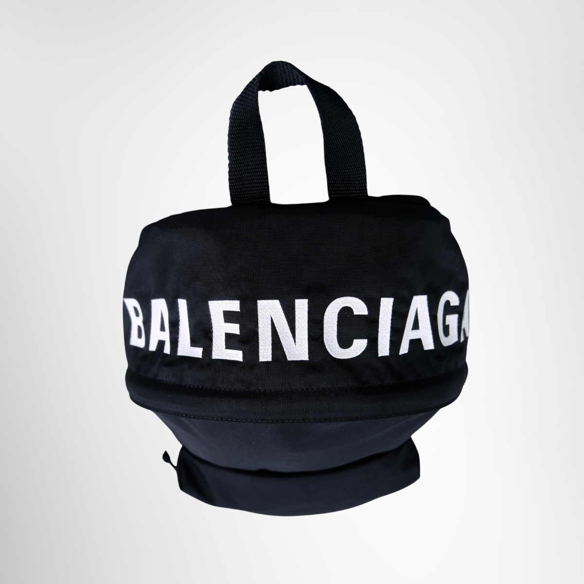 Balenciaga Logo Embroidered Canvas Backpack – Black