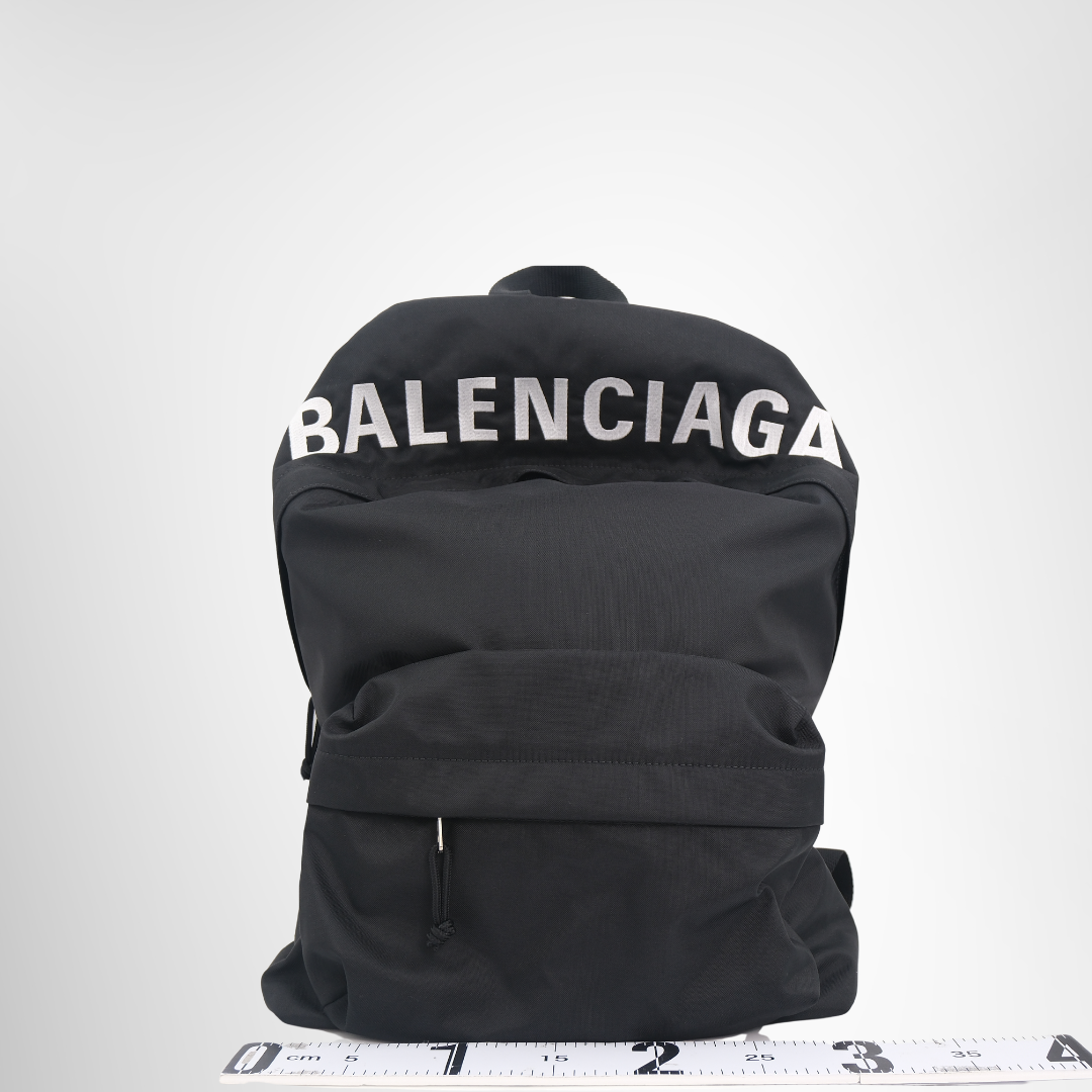 Balenciaga Preowned Luxury Bag Logo Embroidered Canvas BackPack Front View 3