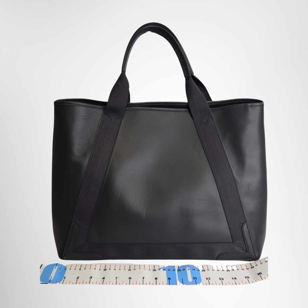 Balenciaga Preowned Luxury Bag Navy Cabas Perforated Leather Tote Bag Back View