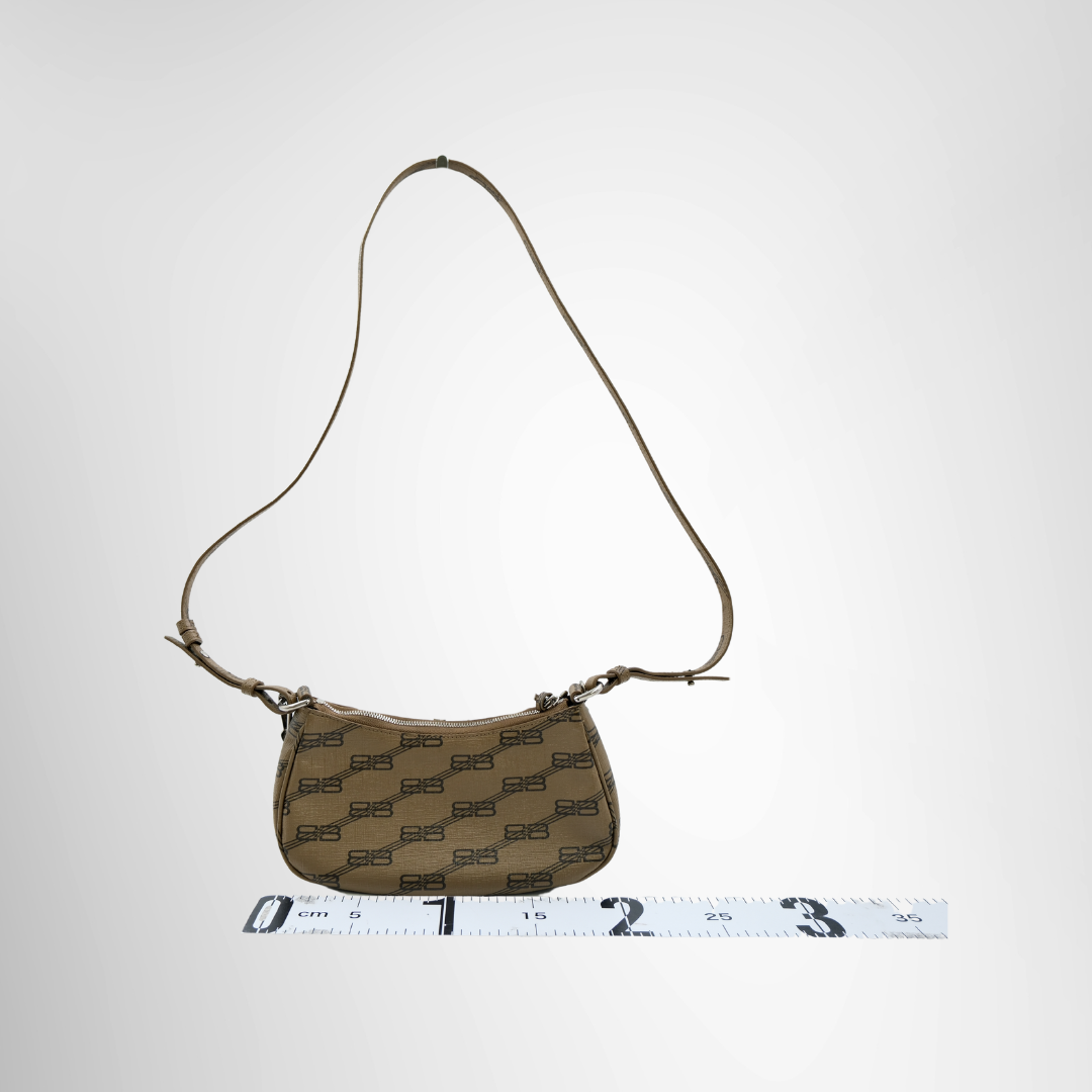Balenciaga Preowned Luxury Le Cagole Mini Bag in Brown Coated Canvas Bag Back View - Antonio & Co.