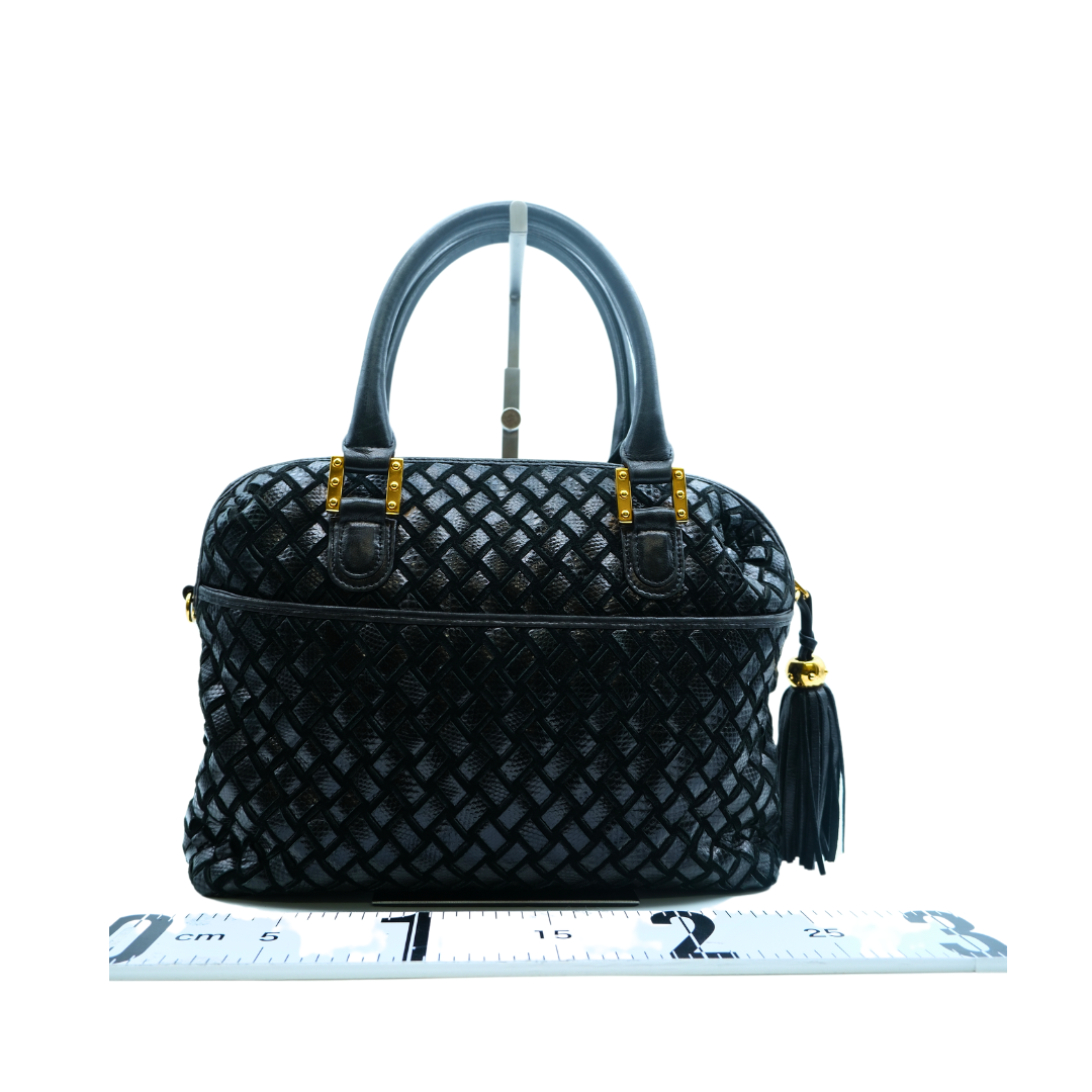 Bally Preowned Luxury Quilted Leather Handbag Back View