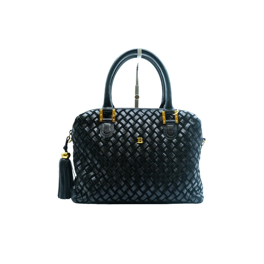 Bally Preowned Luxury Quilted Leather Handbag Front View