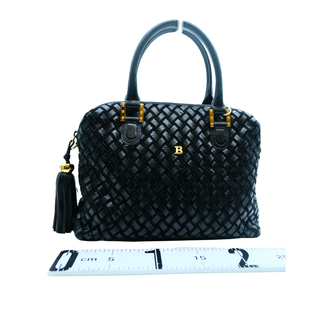 Bally Preowned Luxury Quilted Leather Handbag Front View 1