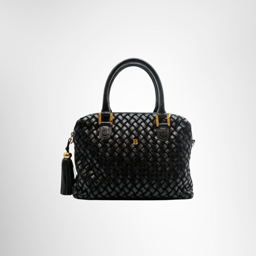 Bally Preowned Luxury Quilted Leather Handbag Front View 2