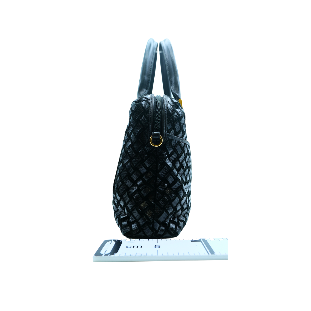 Bally Preowned Luxury Quilted Leather Handbag Side View
